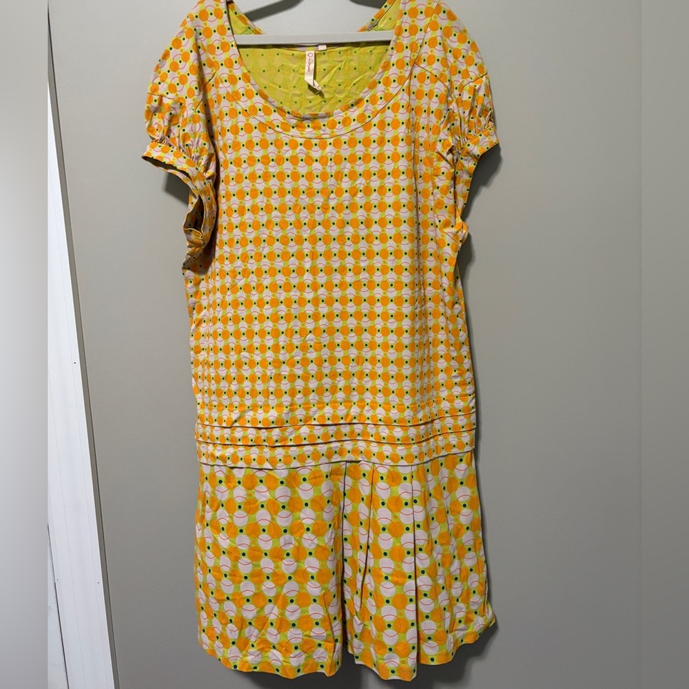 100% to CHARITY Anthropologie O by Organics Drop-Waist Retro Dress Size Small